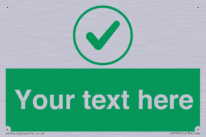 Custom green background, green tick in circle sign